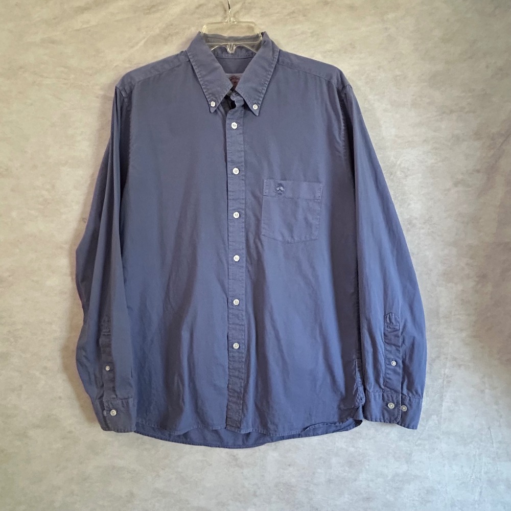Brooks Brothers Red Fleece Mens Blue Button Down Shirt Long Sleeve Size M